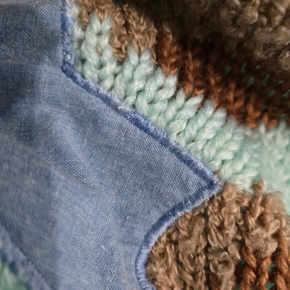 Vintage Far Near Teddy Bear 3D Sweater Green Pastel Textured Camp Novelty Large - Picture 16 of 16